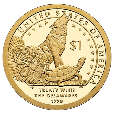 2013 Native American $1 Coin - The Delaware Treaty of 1778 (D)